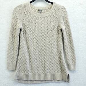 Talbots Womens Cream Wool Blend Cable Knit Sweater Petite XS